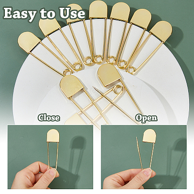 Alloy Safety Pin Brooches JEWB-WH0001-77G-1