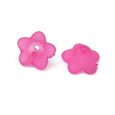 Chunky Magenta Transparent Frosted Flower Acrylic Beads X-PL560-14-1