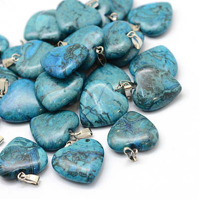 Dyed Heart Natural Gemstone Pendants X-G-Q438-05-1