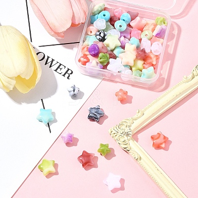 60Pcs 2 Styles Opaque Imitation Gemstone Acrylic Beads OACR-FS0001-85-1