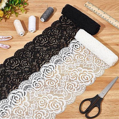 4 Yards 2 Colors Nylon Flower Leaf Wavy Edge Lace Trim OCOR-GF0002-60-1