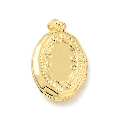 Rack Plating Brass Locket Pendants KK-C242-03G-1