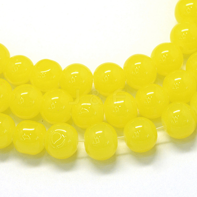 Baking Paint Imitation Jade Glass Round Bead Strands X-DGLA-Q021-10mm-24-1