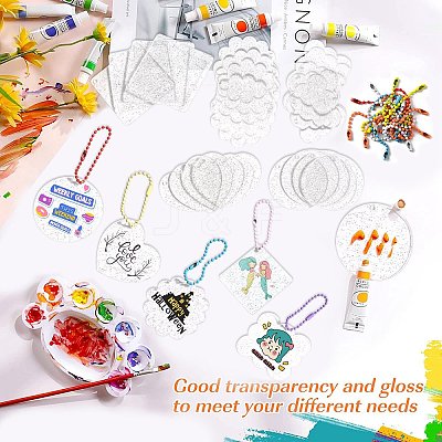 40Pcs 10 Style Acrylic Transparent Blank Pendants with Glitter DIY-CJC0002-013-1