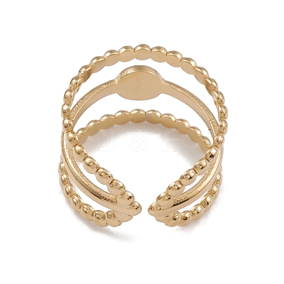 Ion Plating(IP) 304 Stainless Steel Triple Line Open Cuff Ring Findings RJEW-G285-32G-1
