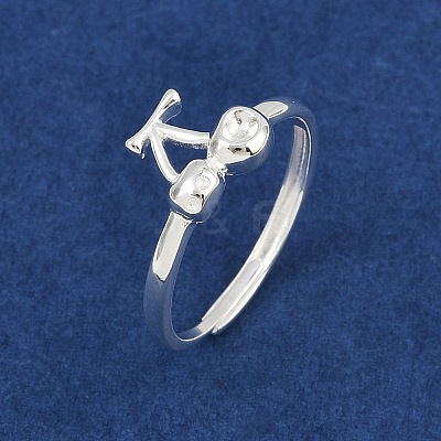 925 Sterling Silver Adjustable Finger Rings for Women RJEW-P157-01S-1