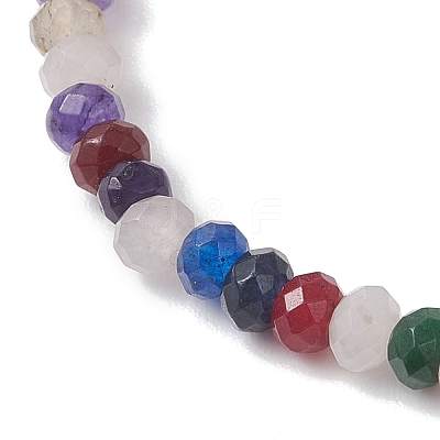 Dyed Natural Malaysia Jade Rondelle Beads Stretch Bracelets for Women BJEW-JB13041-1
