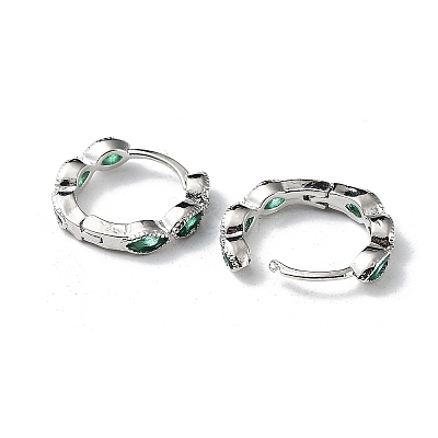 Green Cubic Zirconia Horse Eye Wrap Hoop Earrings EJEW-K083-34P-C-1