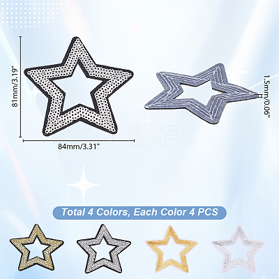 16Pcs 4 Colors Polyester and Plastic Embroidery Lace Appliques DIY-GA0007-40-1