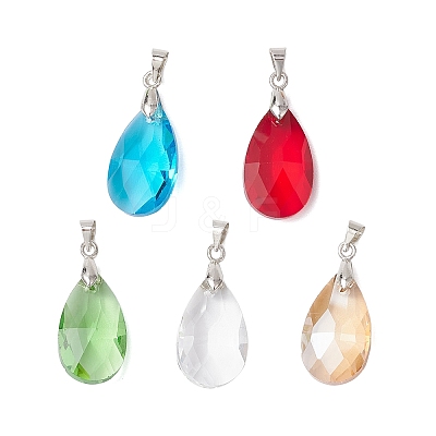 Teardrop Glass Pendants PALLOY-JF03741-1