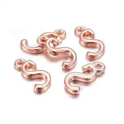 Rose Gold Plated Alloy Letter Pendants PALLOY-J718-01RG-S-1