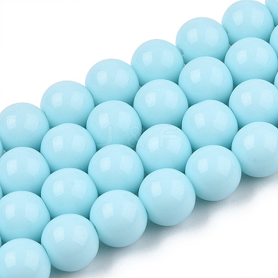 Opaque Solid Color Glass Beads Strands LS-GLAA-T032-P10mm-10-1