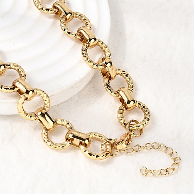 13MM 304 Stainless Steel Textured Round Ring Link Chain Necklaces NJEW-P349-01A-G-1