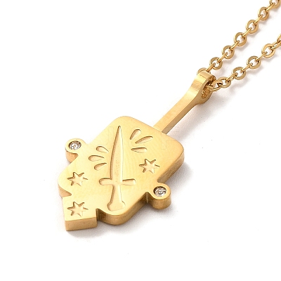 304 Stainless Steel Pandant Necklace for Men Women NJEW-O126-02G-04-1