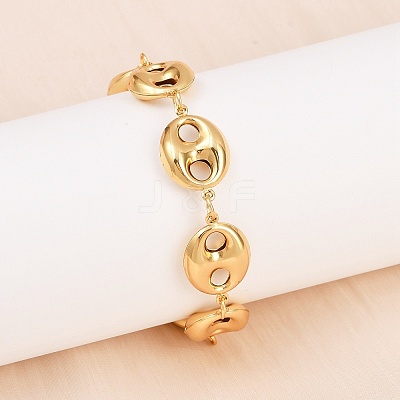 304 Stainless Steel Coffee Bean Link Chain Bracelets BJEW-D359-14B-G-1