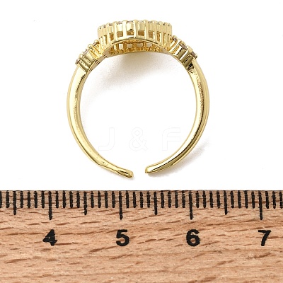 Brass Micro Pave Clear Cubic Zirconia Cuff Open Rings RJEW-Z136-02G-1
