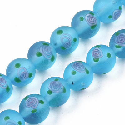 Handmade Frosted Lampwork Beads Strands LAMP-N021-39B-1