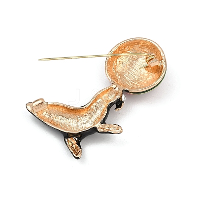 Sea Lion Playing Ball Enamel Pins JEWB-M070-01G-1