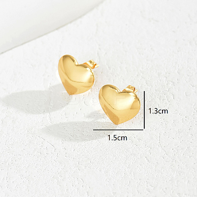 Romantic Smooth Heart 201 Stainless Steel Stud Earrings JJ3371-1-1