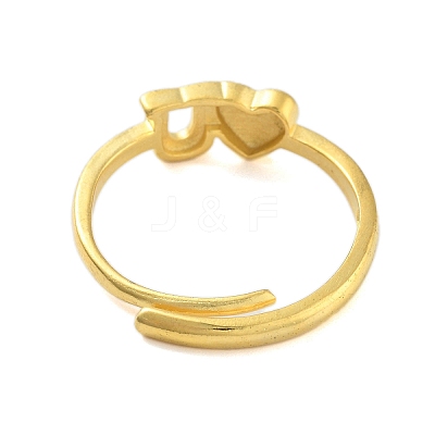 Heart & Letter U Brass Adjustable Rings for Women RJEW-L120-011G-1