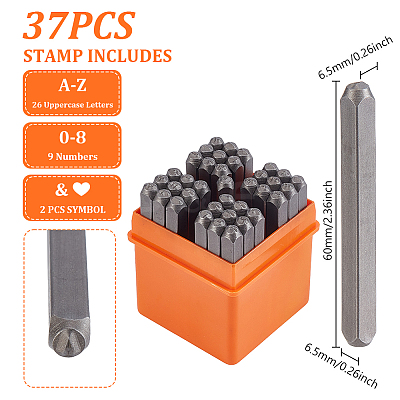 37Pcs Steel Seal Stamps DIY-WH0061-004-1