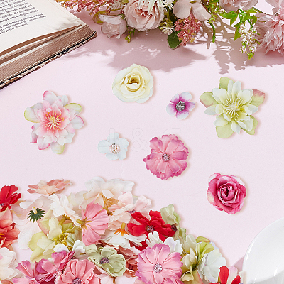 200Pcs 4 Styles Cloth Artificial FLower AJEW-SP0003-69-1