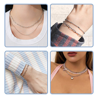 304 Stainless Steel Paperclip Chains Bracelet Necklace DIY Making Kit DIY-TA0009-67-1