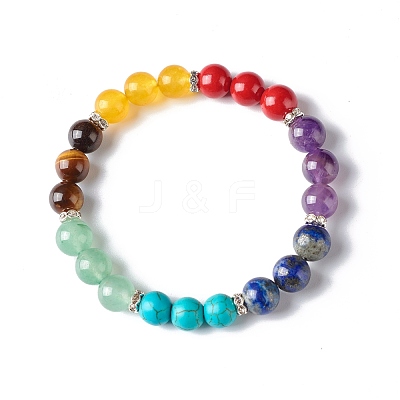 7 Chakra Reiki Yoga Bracelet for Girl Women BJEW-TA00020-1