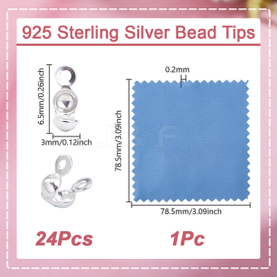 24Pcs 925 Sterling Silver Bead Tips STER-GO0001-55-1