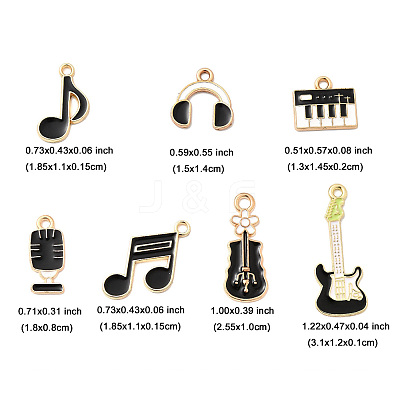 14Pcs 7 Styles Music Theme Alloy Enamel Pendants FIND-FP0002-97-1