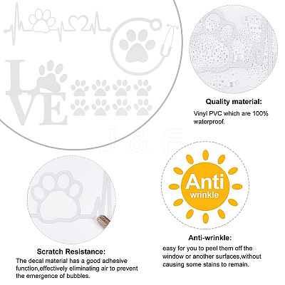8 Sheets 4 Style Waterproof Heart & Bear Paw Pattern PET Car Decals Stickers STIC-GF0001-03B-1