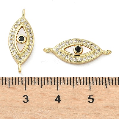 Brass Micro Pave Clear and Black Cubic Zirconia Eye Connector Charms KK-A282-16G-1