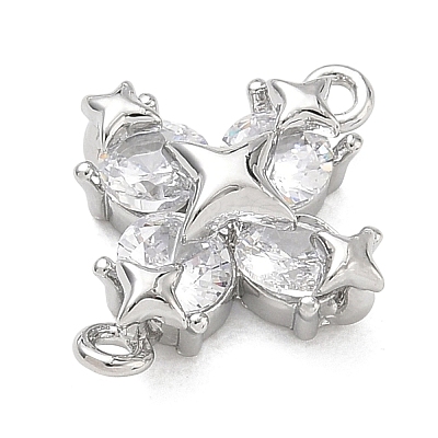 Brass Pave Clear Cubic Zirconia Connector Charms CU-G605-01P-1
