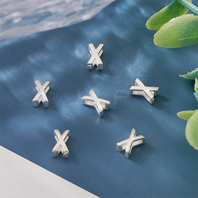6Pcs 925 Sterling Silver Hollow Initial Beads STER-TA0001-53X-1