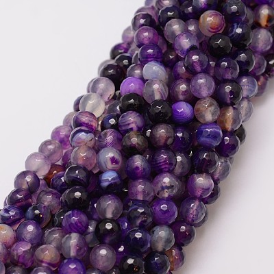 Natural Striped Agate/Banded Agate Bead Strands G-G882-8mm-D02-3-1