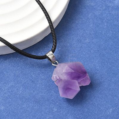 Natural Amethyst Pendant Necklaces NJEW-E146-01-1