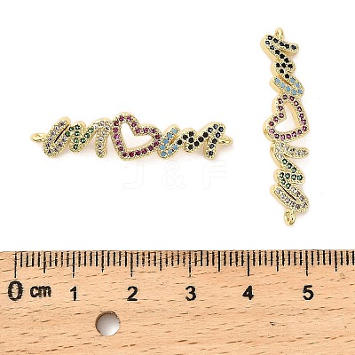 Mother's Day Brass Micro Pave Cubic Zirconia Word Mom Connector Charms KK-M324-01A-G-1