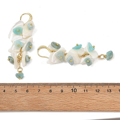 Natural Amazonite & Natural Shell Dangle Earrings for Women EJEW-JE07385-1