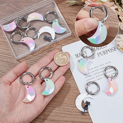 6Pcs 6 Style Moon Acrylic Pendant Shoe Charms HJEW-DR00002-1