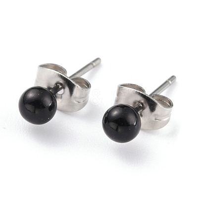Acrylic Imitation Pearl Ball Stud Earrings STAS-Z035-05B-02-1