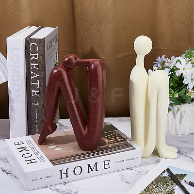 2Pcs 2 Styles Porcelain Abstract Human Display Decoration DJEW-DC0001-20-1