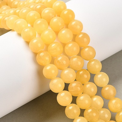 Natural Yellow Jade Bead Strands G-K121-01-12mm-1