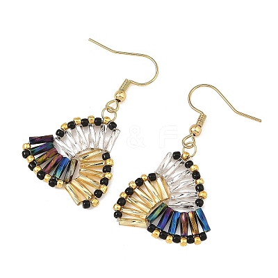304 Stainless Steel with Glass Seed Beads Dangle Earrings EJEW-MZ00821-1