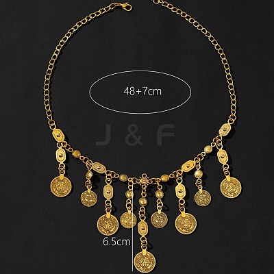 Ethnic Style Zinc Alloy Coin Tassel Bib Necklaces for Women FS-WG93FDD-01-1