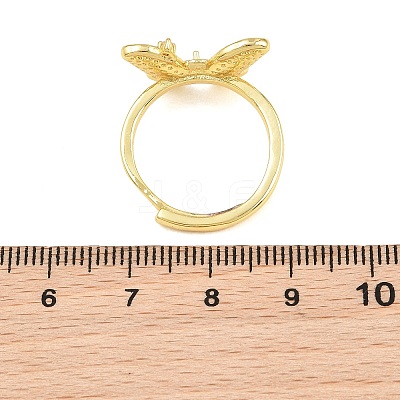Brass Micro Pave Cubic Zirconia Adjustable Ring Components KK-CBAC351-04G-1