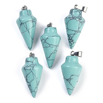 Synthetic Turquoise Gemstone Pointed Pendants G-K384-01P-03-1