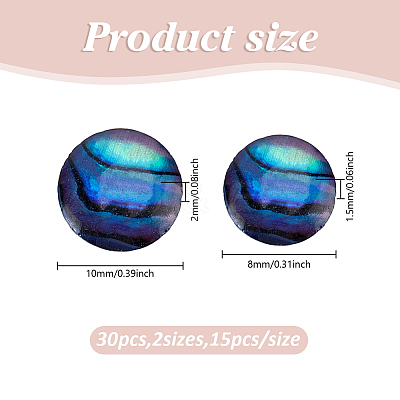 30Pcs 2 Styles Abalone Shell/Paua Shell Cabochons SSHEL-HY0001-11-1