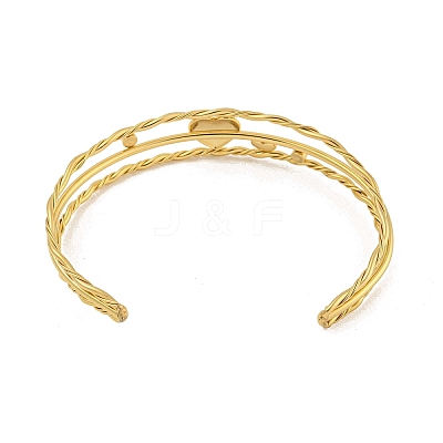 304 Stainless Steel Pave Clear Cubic Zirconia 3-Line Heart Open Cuff Bangles for Women LS-BJEW-E100-04G-1