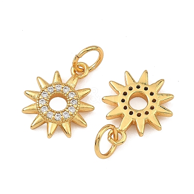 Brass Micro Pave Clear Cubic Zirconia Charms KK-F941-40C-G-1