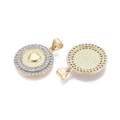 Brass Micro Pave Clear Cubic Zirconia Pendants KK-N287-44GP-05-1